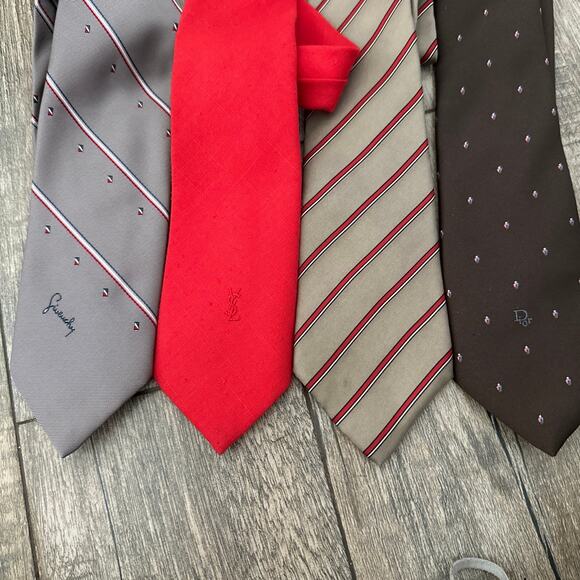 Designer Tie Lot of 4 Givenchy, Christian Dior, Yves Saint Laurent & More - Picture 1 of 10
